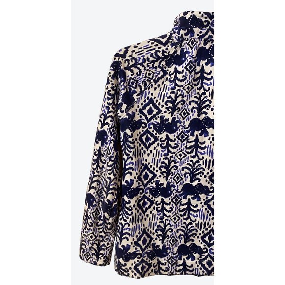 Lilly Pulitzer Women's Small 1/2 Zip Elephant Pattern Top Navy White - Picture 7 of 12